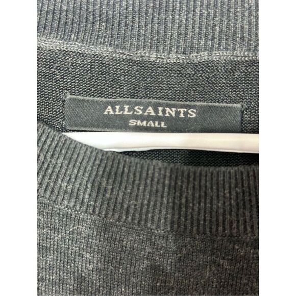 AllSaints Shera Knit Belted Side Tie Short Sleeve Dark Gray Women's Top Small - Picture 5 of 11